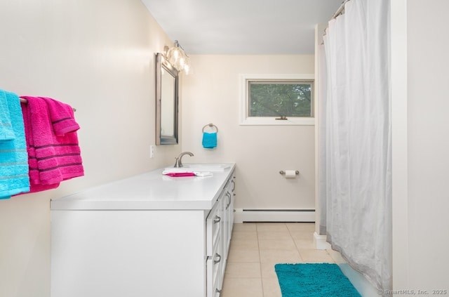 1037 Bartholomew Rd, Middletown, CT 06457 - bathroom featuring a baseboard radiator, vanity, and tile patterned flooring