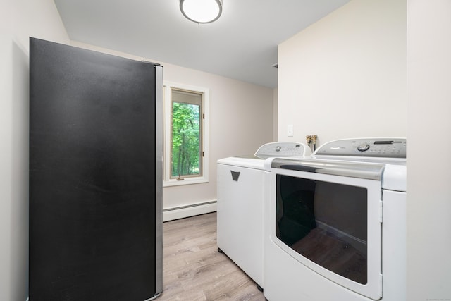 1037 Bartholomew Rd, Middletown, CT 06457 - washroom with independent washer and dryer, baseboard heating, and light wood-style floors
