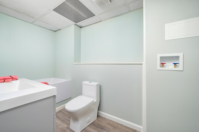 1037 Bartholomew Rd, Middletown, CT 06457 - bathroom featuring wood finished floors, a drop ceiling, and vanity