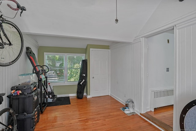 57 Lakeview Ave, Hamden, CT 06514 - workout room with radiator and light wood-type flooring