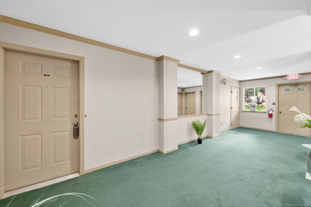 205 Windgate Cir Unit A, Monroe, CT 06468 - entrance foyer with carpet, crown molding, and recessed lighting