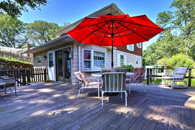 21 Oakwood Ave, Waterbury, CT 06708 - wooden deck with outdoor dining area
