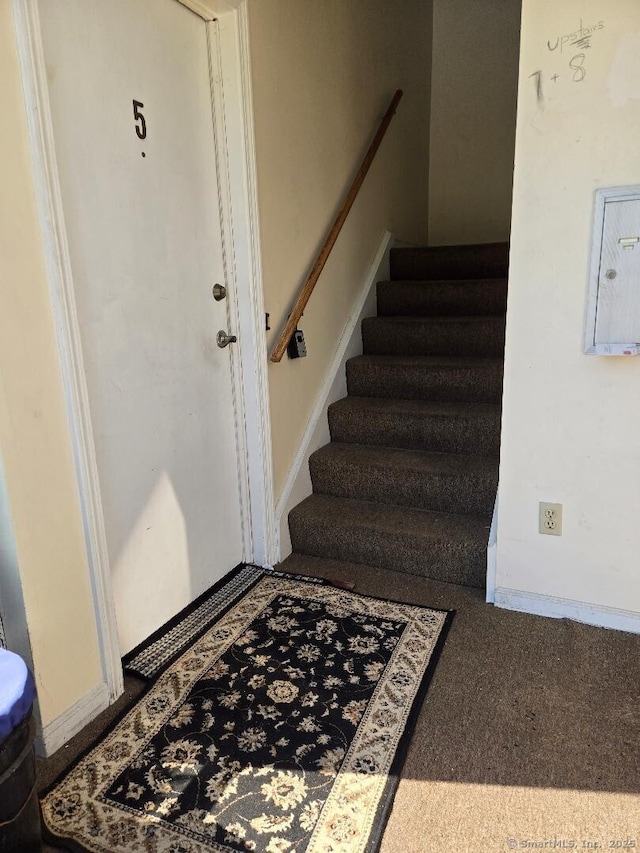 177 Lisle St Apt 5, Torrington, CT 06790 - staircase with carpet floors and baseboards