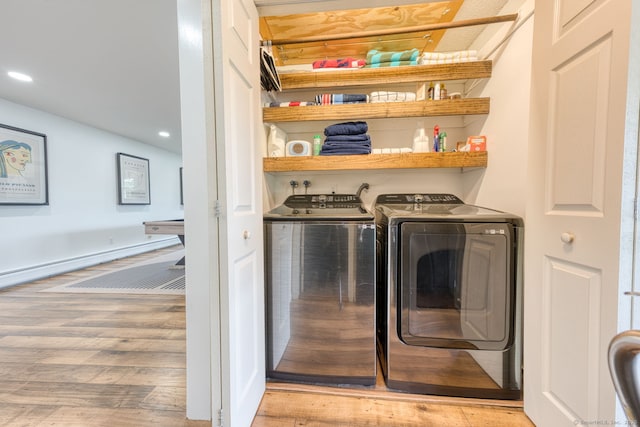 32 Patriot Ln, Newington, CT 06111 - laundry area with washer and clothes dryer, recessed lighting, and light wood-style floors