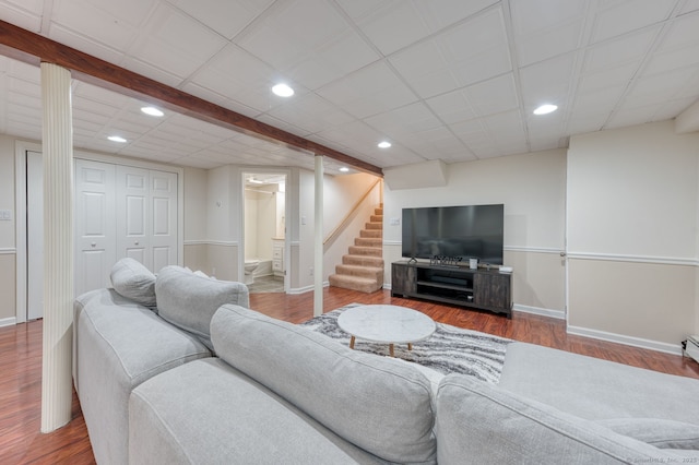 32 Patriot Ln, Newington, CT 06111 - living area featuring recessed lighting, stairs, and wood finished floors