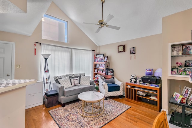 157 Carriage Crossing Ln Unit 157, Middletown, CT 06457 - living area with a ceiling fan, light wood-style flooring, and high vaulted ceiling