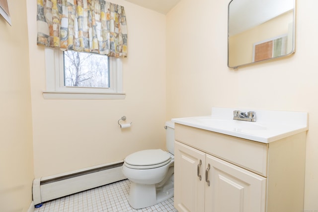 366 Hills St, East Hartford, CT 06118 - bathroom featuring a baseboard radiator, vanity, and tile patterned flooring