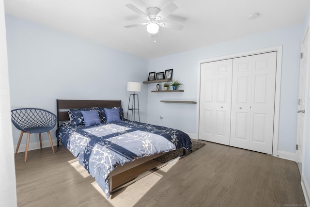 11 Regan Cir, Shelton, CT 06484 - bedroom with wood finished floors, a closet, and ceiling fan