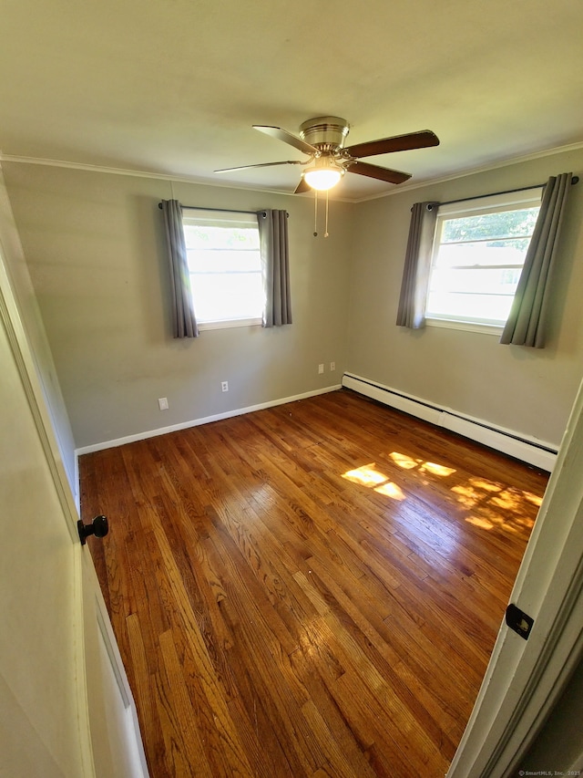 70 Ellsworth Dr, Bloomfield, CT 06002 - unfurnished room featuring baseboard heating, wood finished floors, and a ceiling fan