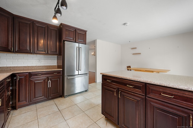 846 Long Hill Rd Unit 846, Middletown, CT 06457 - kitchen with freestanding refrigerator, light tile patterned flooring, and tasteful backsplash