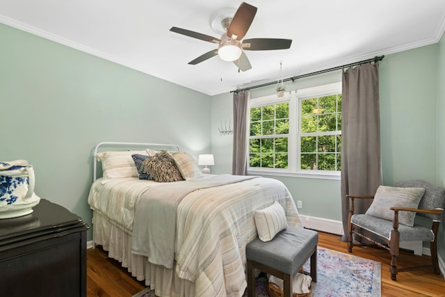 136 Knorr Rd, Monroe, CT 06468 - bedroom featuring ornamental molding, wood finished floors, and ceiling fan