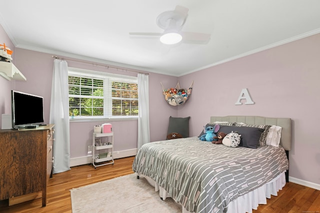 136 Knorr Rd, Monroe, CT 06468 - bedroom with ornamental molding, wood finished floors, and a ceiling fan