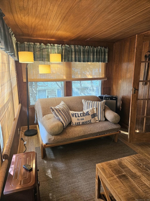 15 Ledge Rd, Lebanon, CT 06249 - living room with wooden ceiling and wood walls
