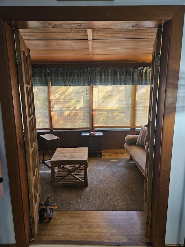 15 Ledge Rd, Lebanon, CT 06249 - living area featuring wood finished floors and wooden ceiling