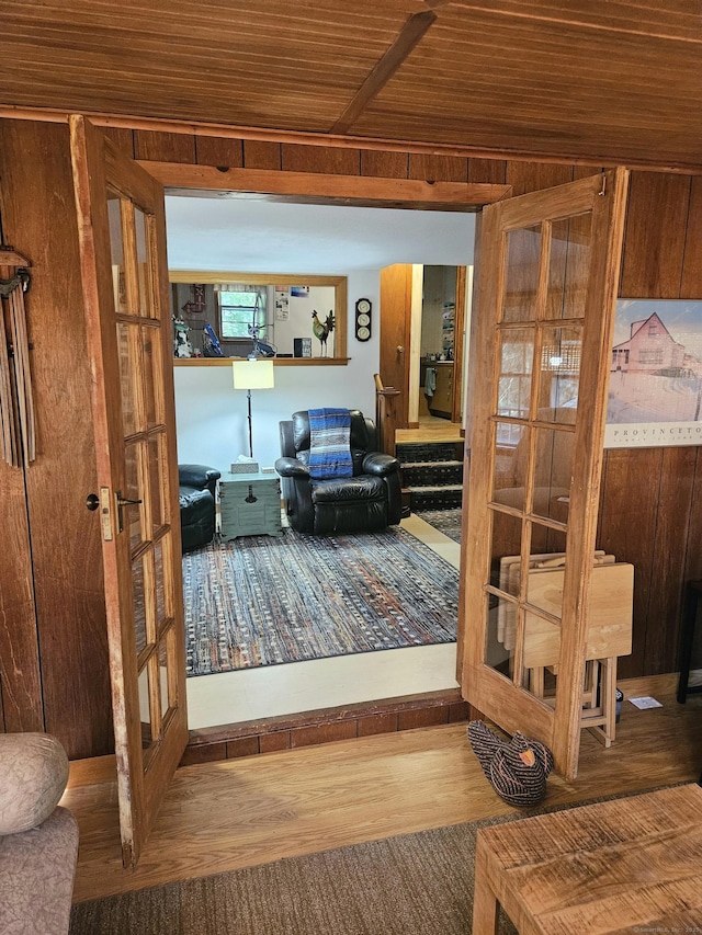 15 Ledge Rd, Lebanon, CT 06249 - hallway with wood ceiling and wood finished floors