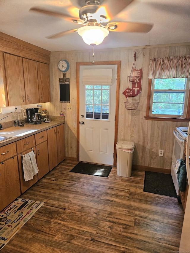 15 Ledge Rd, Lebanon, CT 06249 - kitchen featuring a ceiling fan, plenty of natural light, and dark wood-style floors