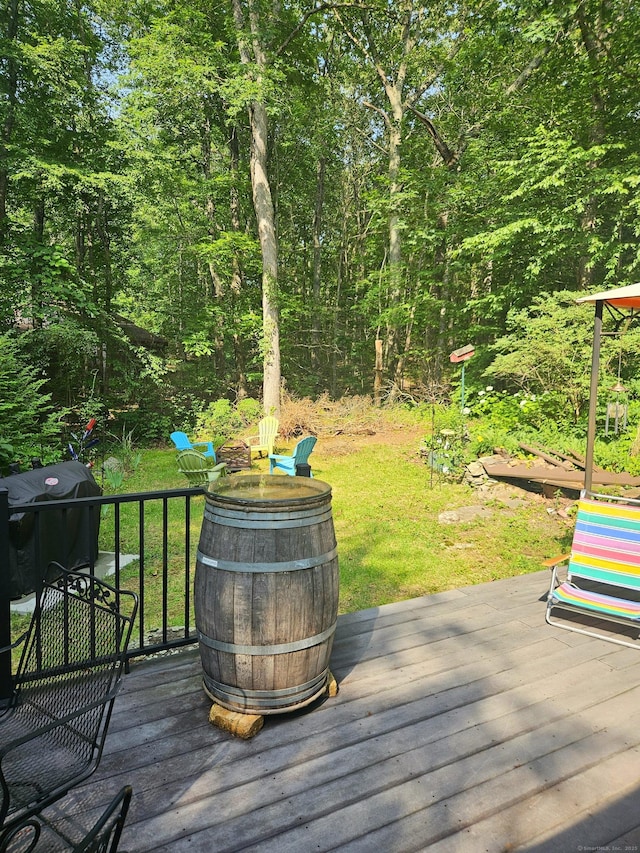 15 Ledge Rd, Lebanon, CT 06249 - wooden deck featuring a yard and a wooded view