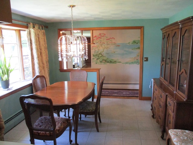 8 Susan Ln, Meriden, CT 06450 - dining room with a baseboard radiator and a chandelier