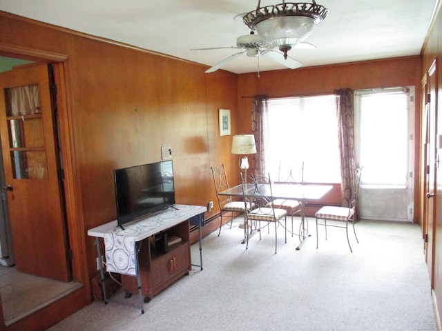 8 Susan Ln, Meriden, CT 06450 - dining area with ceiling fan and wooden walls