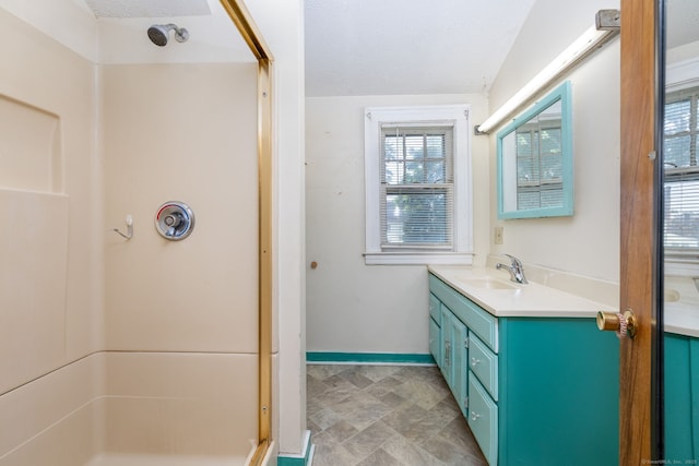 49 Richard Rd, East Hartford, CT 06119 - bathroom featuring a stall shower, vanity, and a textured ceiling