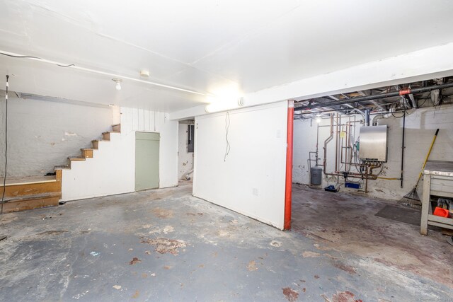 49 Richard Rd, East Hartford, CT 06119 - unfinished below grade area featuring stairs and electric panel