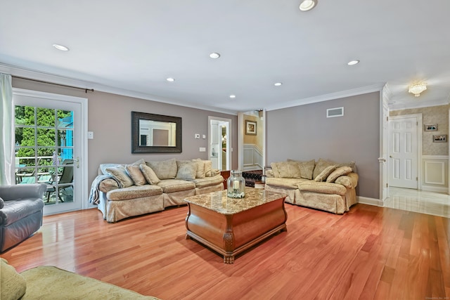 40 Hawley Rd, Danbury, CT 06811 - living area with crown molding, recessed lighting, and light wood-type flooring