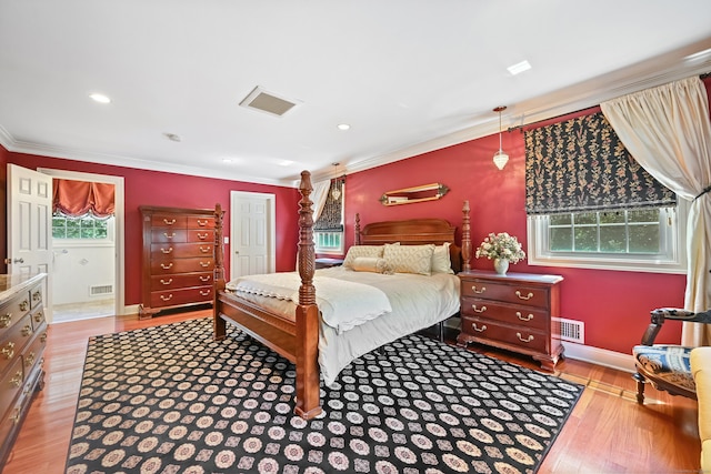 40 Hawley Rd, Danbury, CT 06811 - bedroom featuring multiple windows, wood finished floors, ornamental molding, and recessed lighting