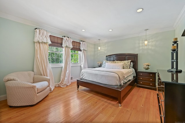 40 Hawley Rd, Danbury, CT 06811 - bedroom featuring ornamental molding, light wood-style flooring, and recessed lighting