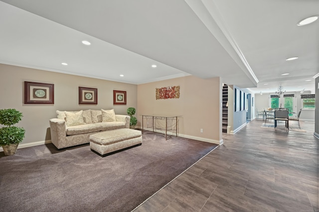 40 Hawley Rd, Danbury, CT 06811 - living room featuring ornamental molding and recessed lighting