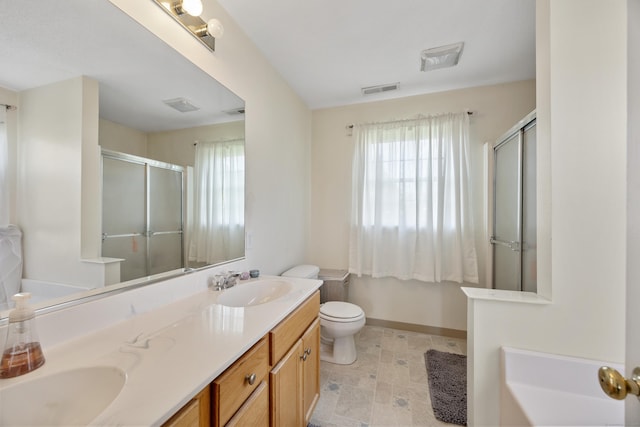 51 Schoolhouse Lndg Unit 51, East Granby, CT 06026 - bathroom with a shower stall, double vanity, and a garden tub