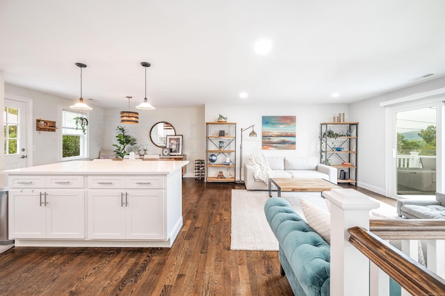 51 Mountain View Dr, Brookfield, CT 06804 - living room with dark wood-style floors and recessed lighting