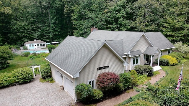 115 Center Rd, Woodstock, CT 06281 - view from above of property with a forest and a pool