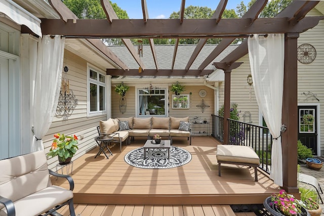 115 Center Rd, Woodstock, CT 06281 - wooden terrace featuring outdoor lounge area and a pergola