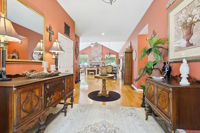115 Center Rd, Woodstock, CT 06281 - hall with lofted ceiling and light wood-style flooring