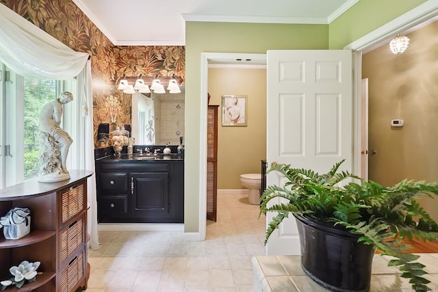 115 Center Rd, Woodstock, CT 06281 - full bathroom featuring ornamental molding, vanity, and tile patterned floors