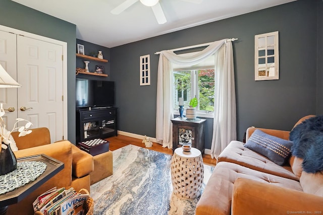 115 Center Rd, Woodstock, CT 06281 - living room with ceiling fan and wood finished floors