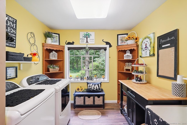 115 Center Rd, Woodstock, CT 06281 - washroom featuring separate washer and dryer and dark wood finished floors