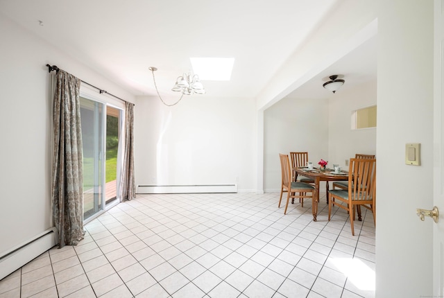 25 Old Middle Rd, Brookfield, CT 06804 - dining area with baseboard heating, light tile patterned flooring, and a skylight