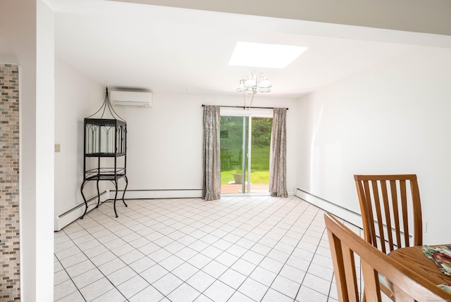 25 Old Middle Rd, Brookfield, CT 06804 - unfurnished room with a skylight, an AC wall unit, light tile patterned floors, a baseboard heating unit, and a chandelier