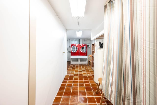 25 Old Middle Rd, Brookfield, CT 06804 - hallway with washer and dryer and tile patterned flooring
