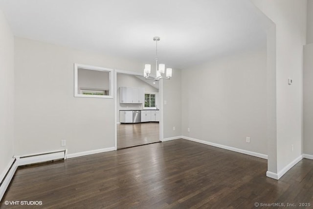 6 Kingsbury Rd, Norwalk, CT 06851 - unfurnished dining area with a chandelier and dark wood finished floors