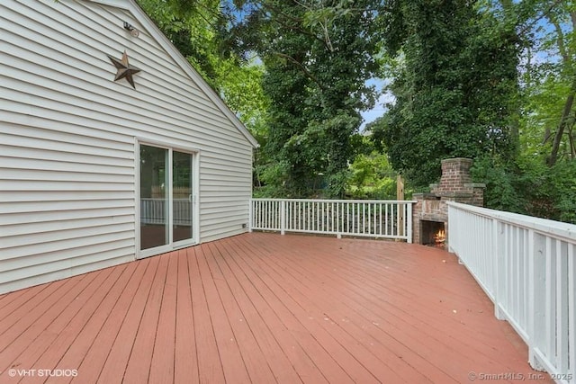 6 Kingsbury Rd, Norwalk, CT 06851 - deck with a warm lit fireplace and view of scattered trees