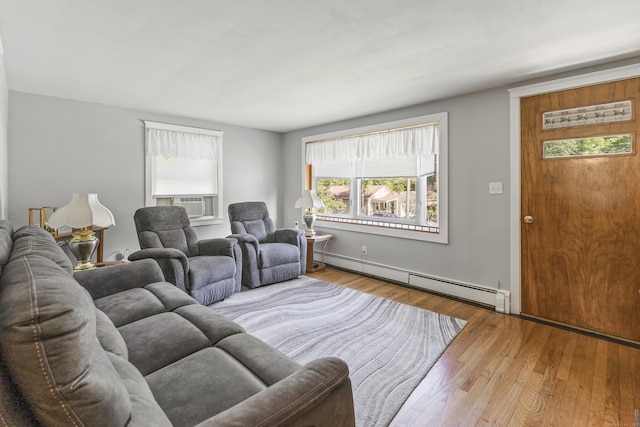 15 Denis Dr, Thompson, CT 06255 - living area with a baseboard heating unit, wood finished floors, and cooling unit
