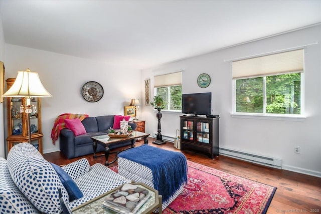 17 Harbour Vlg Unit F, Branford, CT 06405 - living room with baseboard heating and wood finished floors