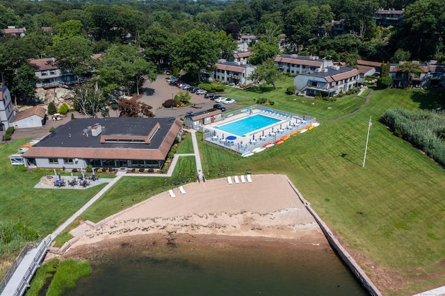 7 Harbour Vlg Unit A, Branford, CT 06405 - drone / aerial view of a pool and a large body of water