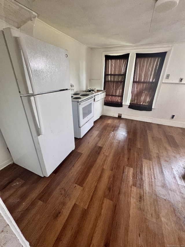 33 Wilson Ave, Windsor, CT 06095 - kitchen with white appliances and dark wood-style floors