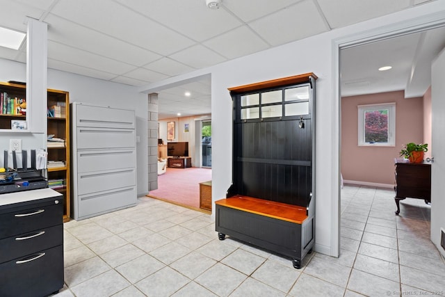 475 Pine Tree Dr, Orange, CT 06477 - interior space with light tile patterned floors, recessed lighting, and a paneled ceiling