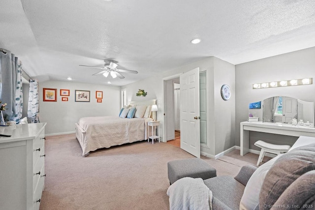 18 Chestnut Hill Rd, Simsbury, CT 06092 - bedroom with a textured ceiling, light colored carpet, recessed lighting, and a ceiling fan