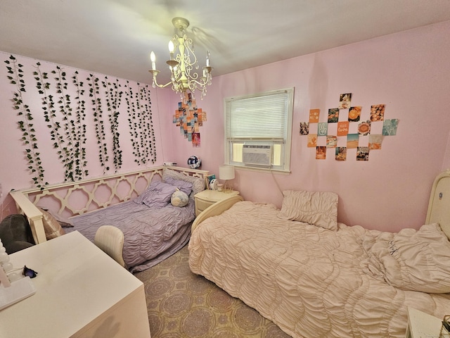 38 Sylvan Ave, Wallingford, CT 06492 - bedroom featuring cooling unit and a chandelier