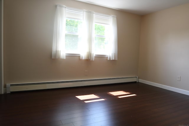 2337 Stanley St, New Britain, CT 06053 - empty room featuring a baseboard radiator and dark wood-style floors